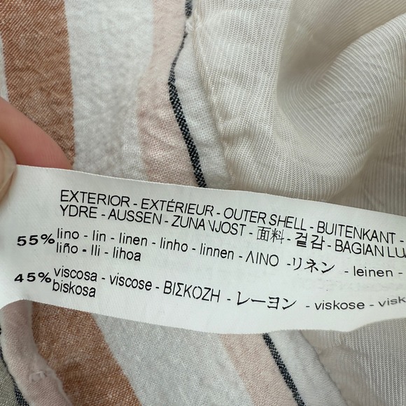 ZARA Striped Linen Blend Blazer Jacket Womens Medium Pink Green White - Picture 7 of 9